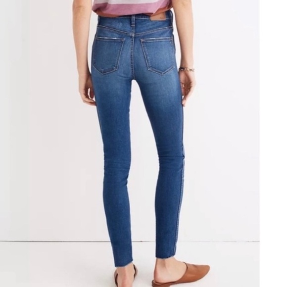 Madewell 10” High Rise Skinny Jeans Button Front Medium Hanna Wash Size 23 Tall - Picture 2 of 15